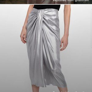 Zara liquid Metallic draped Skirt Nwt